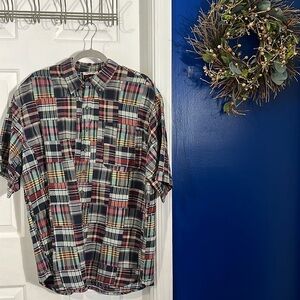 Men’s Krazy Kay 100% Cotton Short Sleeve Madras Print Buttondown Size XL